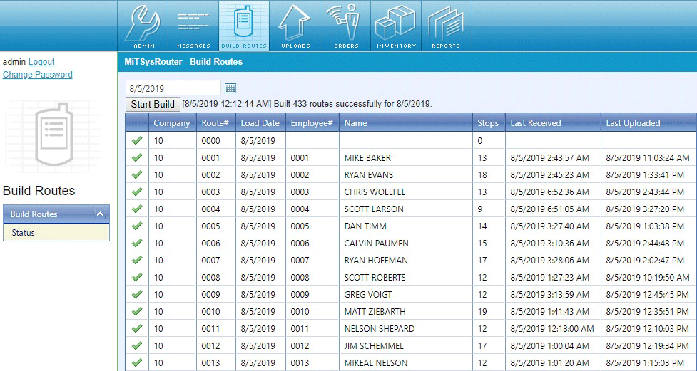 MiT Systems route builder software GUI.